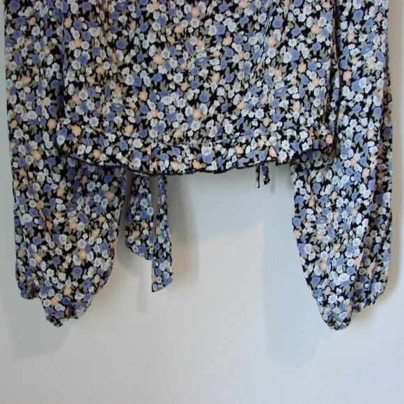 Floral Tie Front Wrap Blouse SHEIN Curve Lavender Purple Pink Black Plus 4XL 4X - Picture 11 of 12